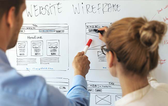 UI wireframe sketch for landing page optimisation