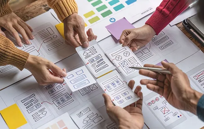 UX wireframe planning session at a Melbourne digital marketing agency